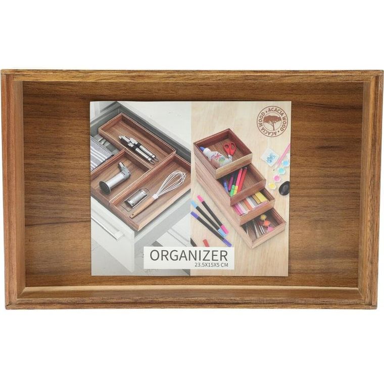 EH Excellent Houseware, Hedo, drewniany organizer na biurko do szuflady, 23,5-15-5 cm