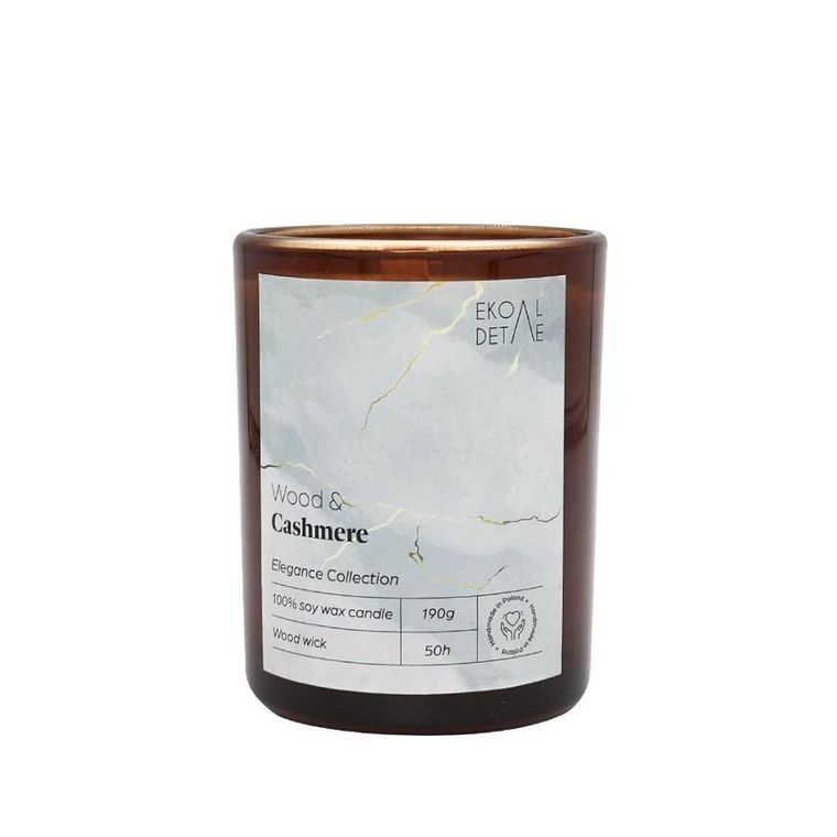 EkoDetale, Elegance, świeca sojowa w szkle, Wood & Cashmere, 190g