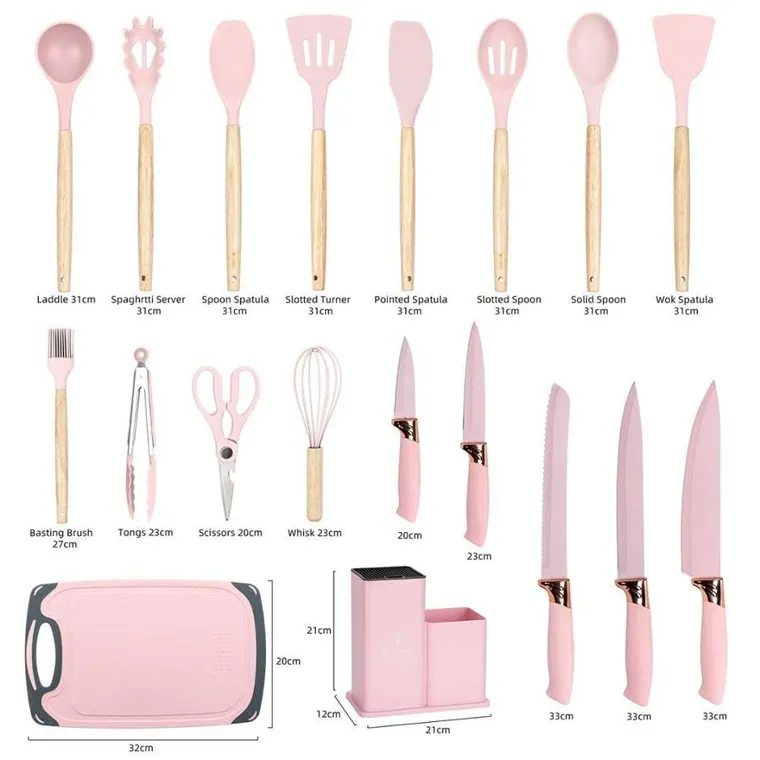 Elitehoff, zestaw noży i przyborów kuchennych w stojaku, 19 elementów