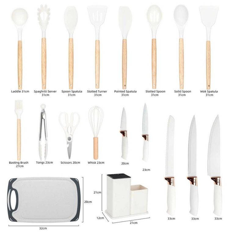 Elitehoff, zestaw noży i przyborów kuchennych w stojaku, 19 elementów
