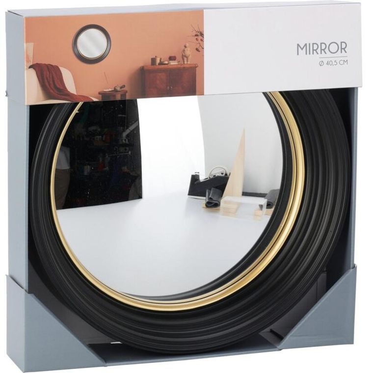 Emako, Dem, okrągłe lustro w czarnej ramie, 40,5 cm