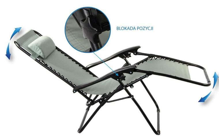 Enero, Bliss, leżak ogrodowy z zagłówkiem, składany, szary