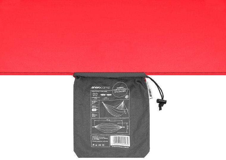 Enero, Camp, hamak turystyczny, 2 osobowy, czarno-czerwony, 270-140 cm