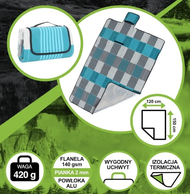 Enero Camp, koc plażowo-piknikowy, 150-120 cm