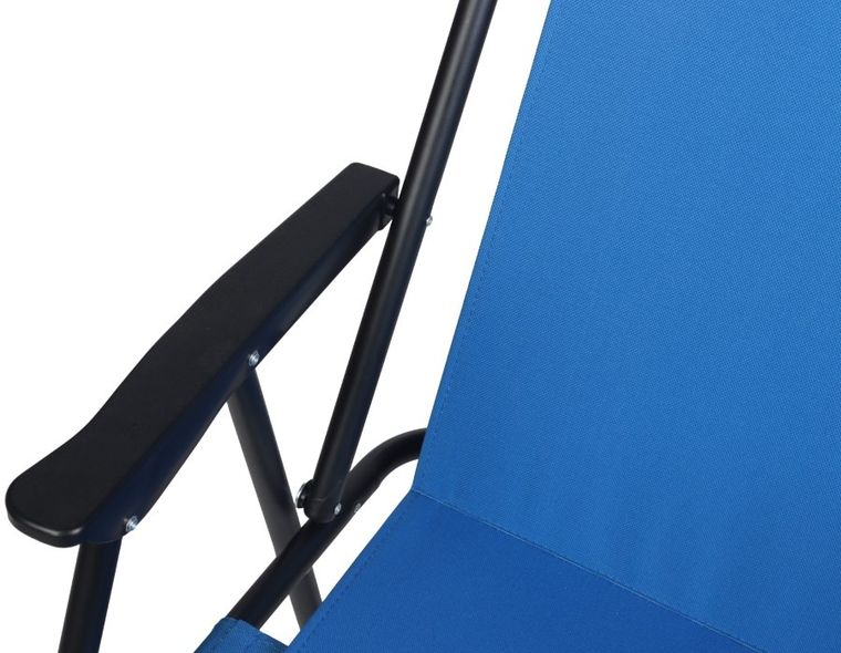 Enero Camp, składane krzesło turystyczne z podłokietnikami, niebieskie, 52-44-75 cm