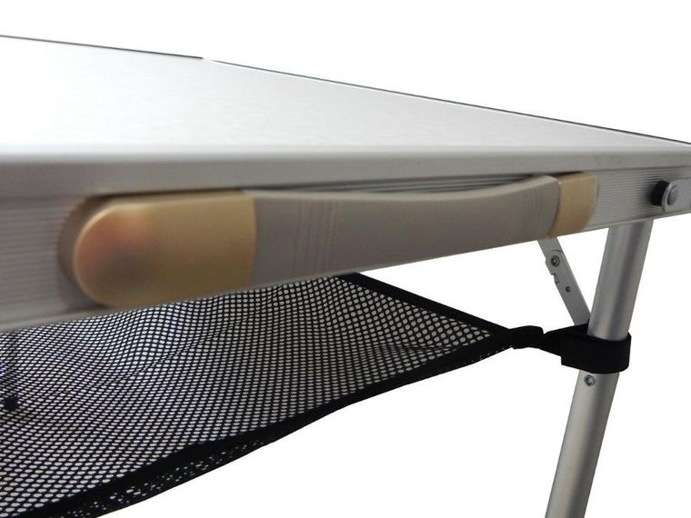 Enero Camp, składany stolik turystyczny, 4 krzesła i półka, 120-60-70/62/55 cm