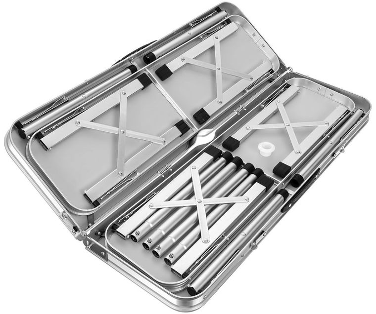 Enero Camp, składany stolik turystyczny, 90-60-70 cm i 2 ławki 87-23-39 cm