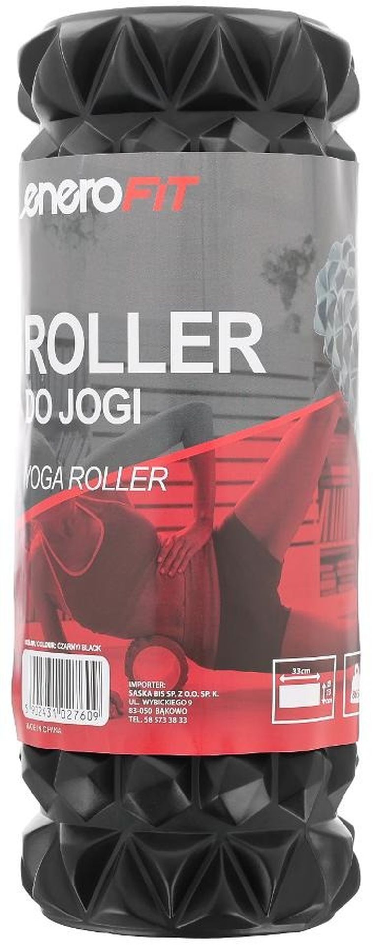 Enero fit, wałek roller do ćwiczeń, czarny, 14-33 cm, 865g