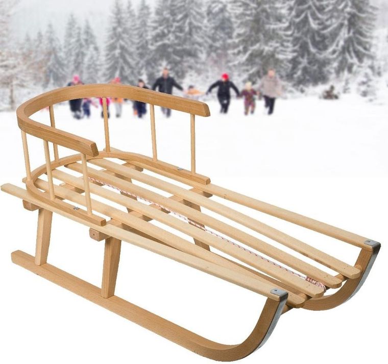 Enero, Nina, drewniane sanki z oparciem