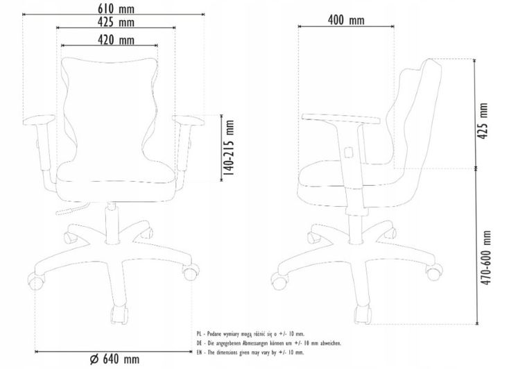 Entelo, Duo, krzesło biurowe z podłokietnikami, wzrost 159-188 cm, antracyt