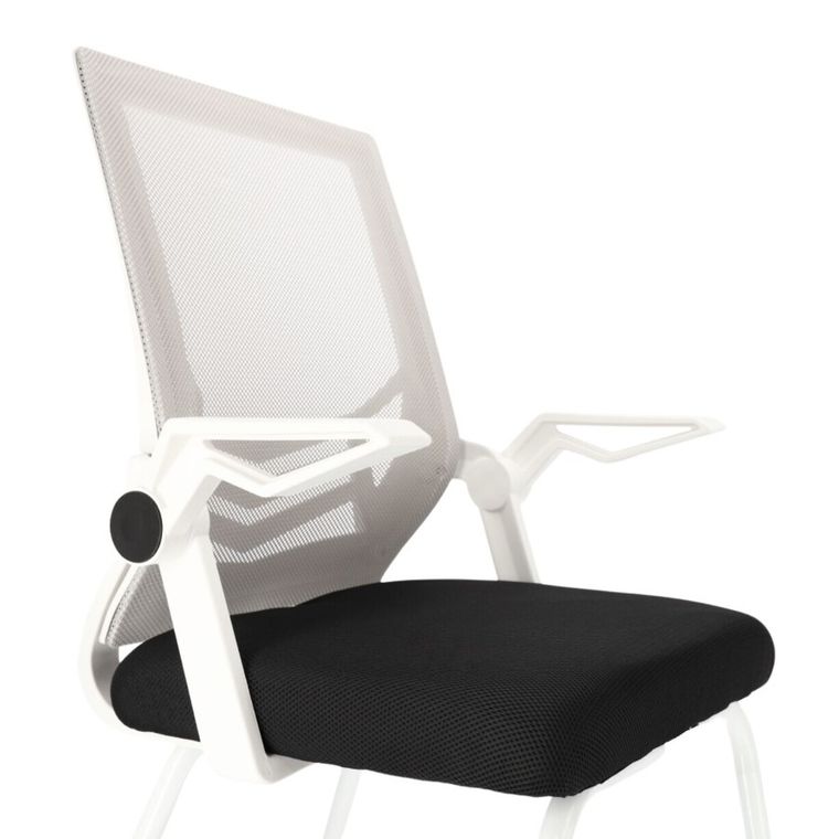 Ergonomiczne krzesło biurowe, konferencyjne z siatki, białe