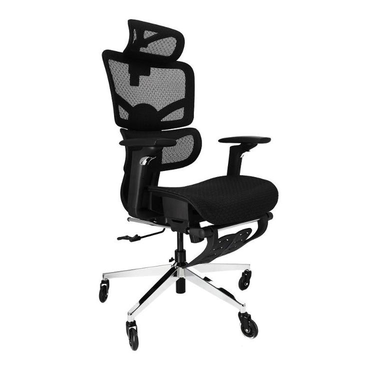 Ergonomiczny fotel biurowy z siatki, czarny