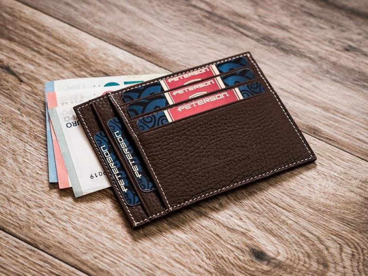 Etui na dokumenty, brązowe, skórzane, Peterson