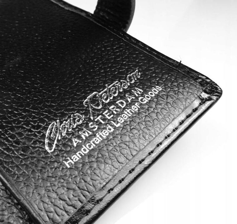 Etui na dokumenty, czarne, skórzane, Peterson