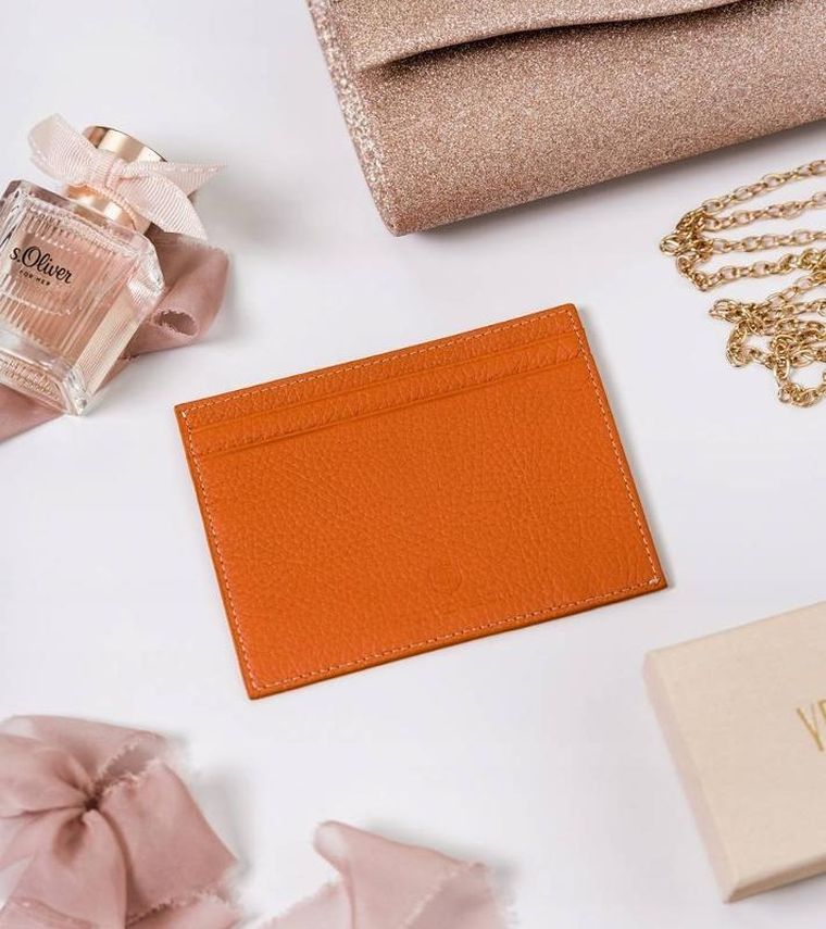 Etui na dokumenty, pomarańczowe, skórzane, Peterson