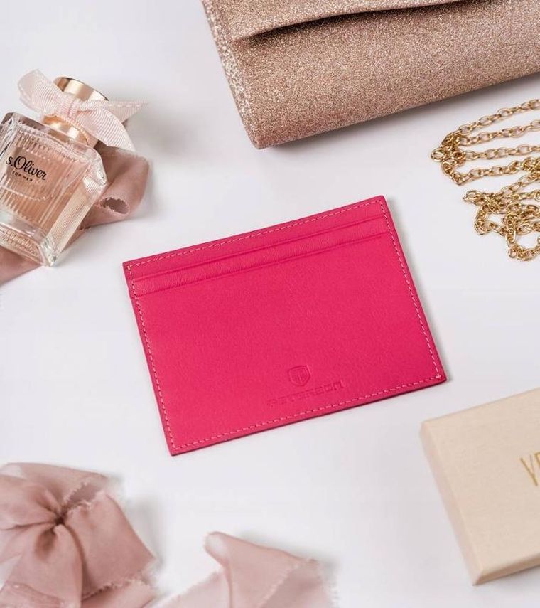 Etui na dokumenty, różowe, skórzane, Peterson