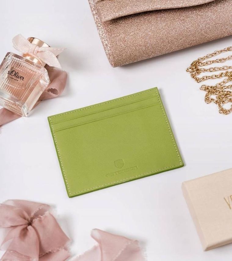 Etui na dokumenty, zielone, skórzane, Peterson