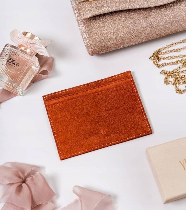 Etui na karty, brązowe, skórzane, Peterson