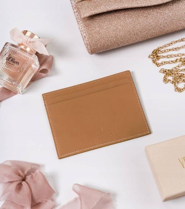 Etui na karty, brązowe, skórzane, Peterson