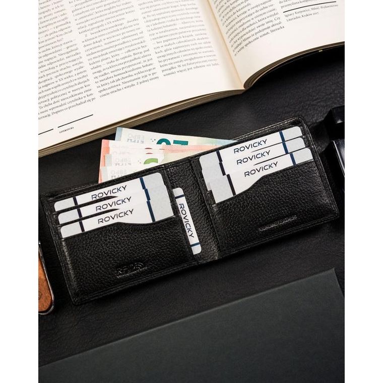 Etui na karty, czarne, skórzane, 4U Cavaldi