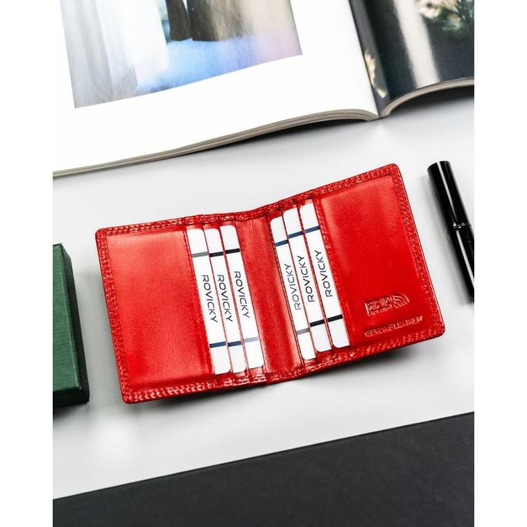 Etui na karty, czerwone, skórzane, RFID, 4U Cavaldi