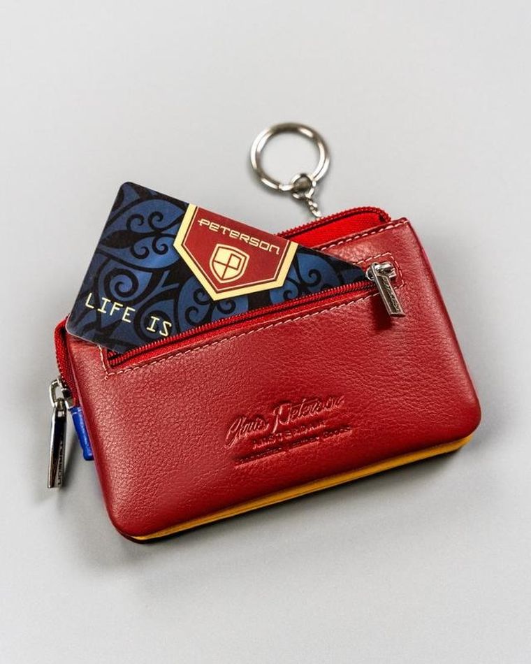 Etui na klucze, czerwone, skórzane, Peterson