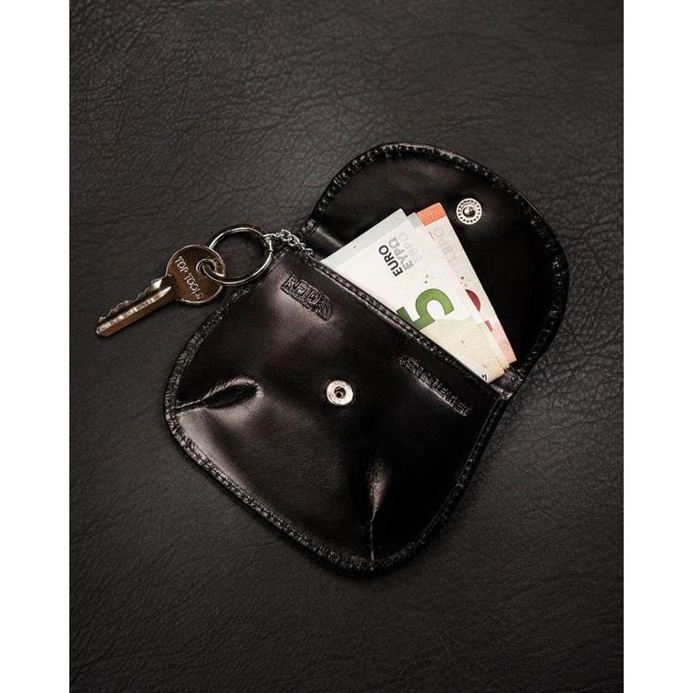 Etui na klucze z portmonetką, czarne, skórzane, 4U Cavaldi
