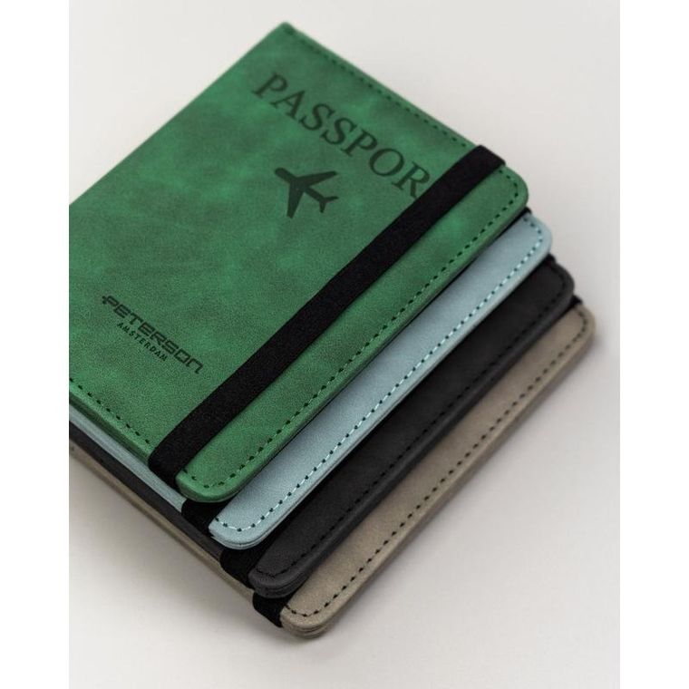 Etui na paszport, szare, skóra ekologiczna, Peterson