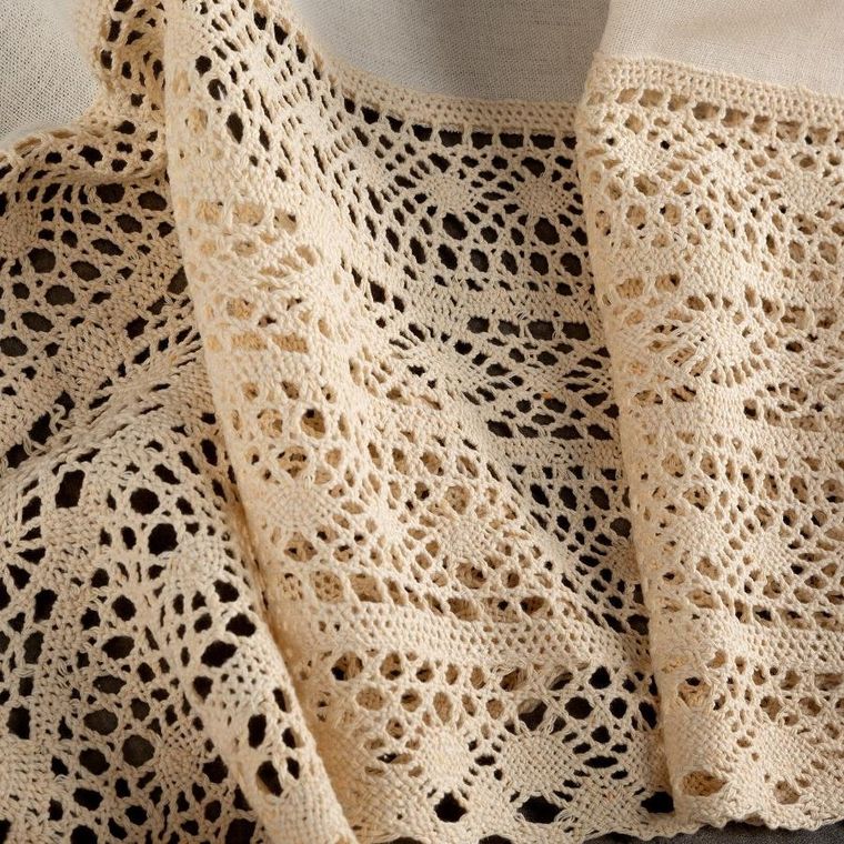 Eurofirany, firana gotowa, Maddeline, na szelkach, 150-35 cm, jasnobeżowy