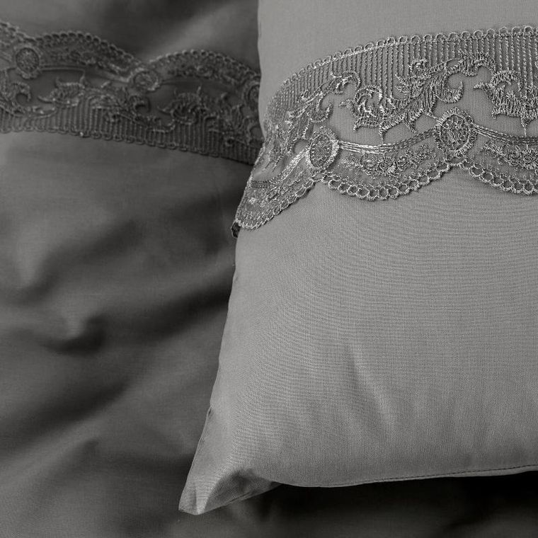 Eurofirany, komplet pościeli bawełnianej, Lana1, 160-200 cm, 2-70-80 cm, ciemnoszary