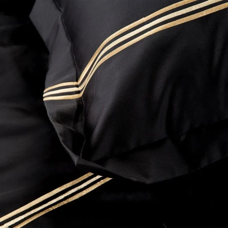 Eurofirany, komplet pościeli, haft, 160-200 cm, 2-70-80 cm, czarny