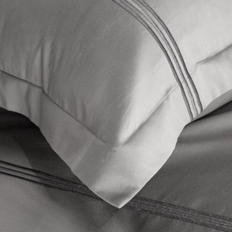 Eurofirany, komplet pościeli haft, 160-200 cm, srebrny