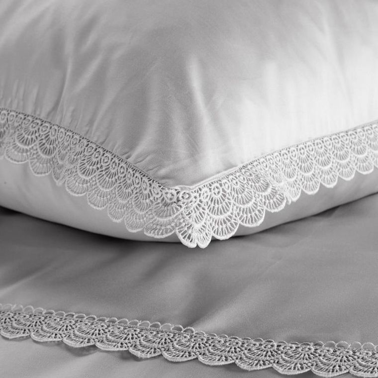 Eurofirany, komplet pościeli retro, 160-200 cm, jasnoszary