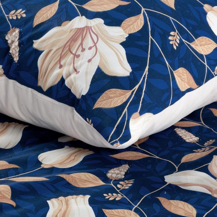 Eurofirany, komplet pościeli satynowej, Nika, 140-200 cm, granatowy