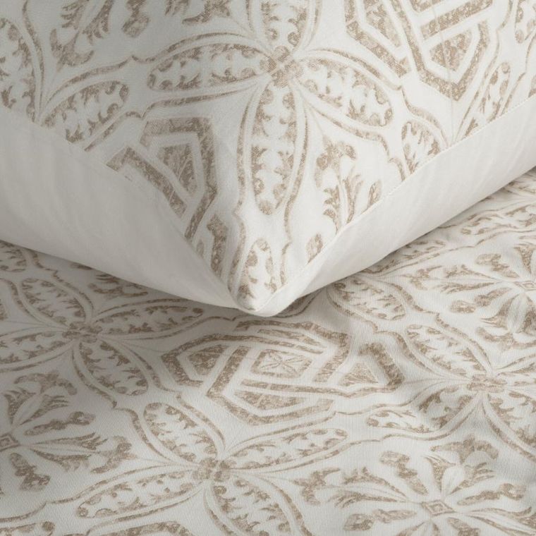 Eurofirany, komplet pościeli satynowej, Spring 100, 200-220 cm, ciemnobeżowy