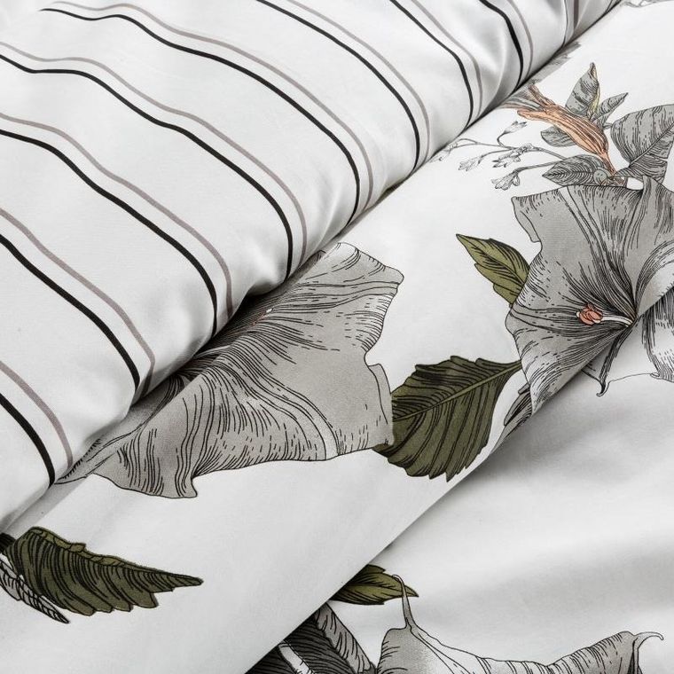 Eurofirany, komplet pościeli satynowej, Spring, 140-200 cm, biały