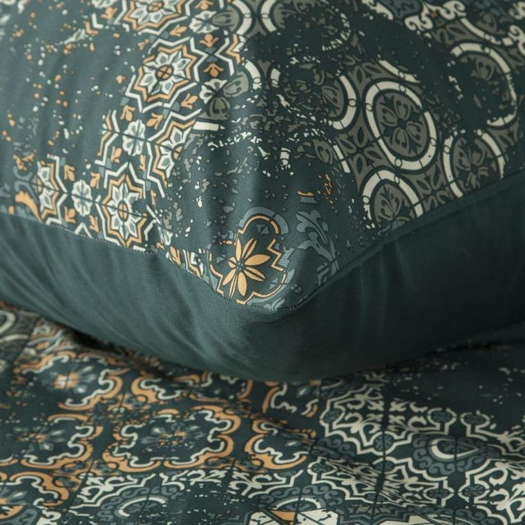 Eurofirany, komplet pościeli satynowej, Spring, 140-200 cm, ciemnozielony