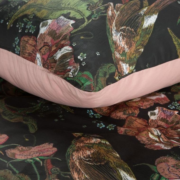 Eurofirany, komplet pościeli satynowej spring, 140-200 cm, czarny