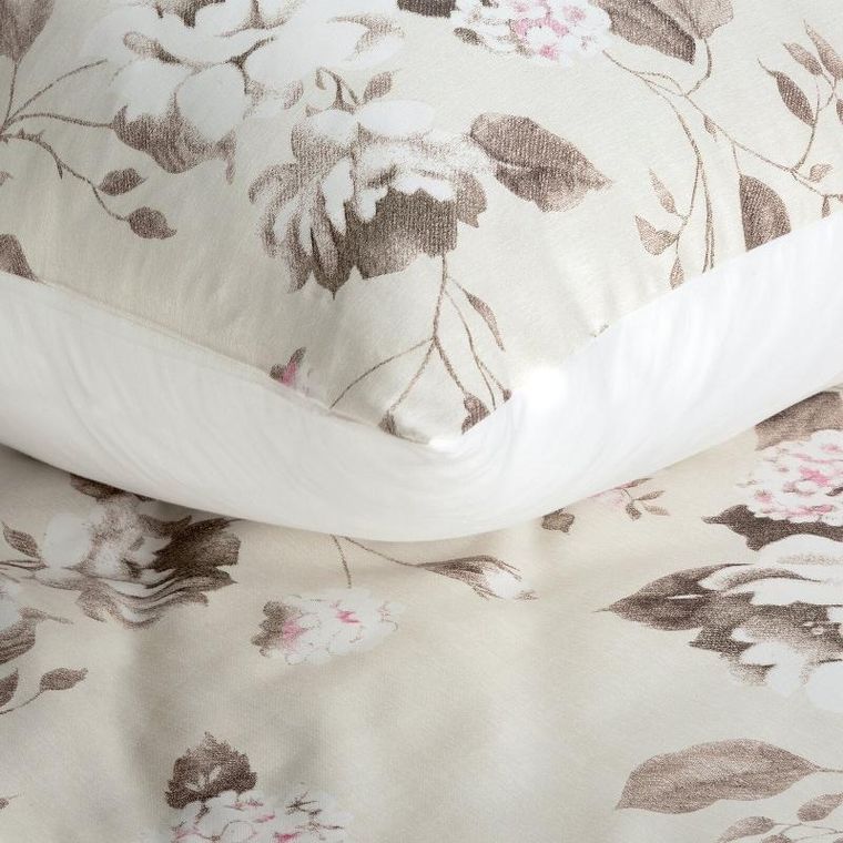 Eurofirany, komplet pościeli satynowej, Spring, 140-200 cm, jasnobrązowy