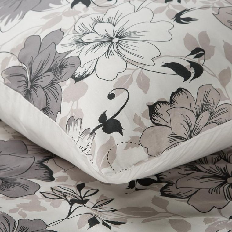 Eurofirany, komplet pościeli satynowej, Spring, 160-200 cm, 2-70-80 cm, biały