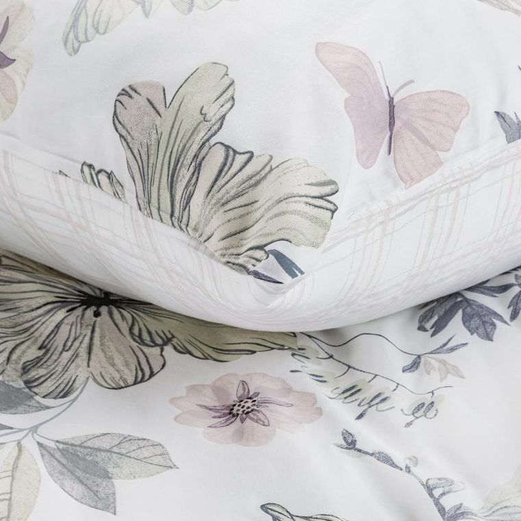 Eurofirany, komplet pościeli satynowej, Spring, 160-200 cm, biały