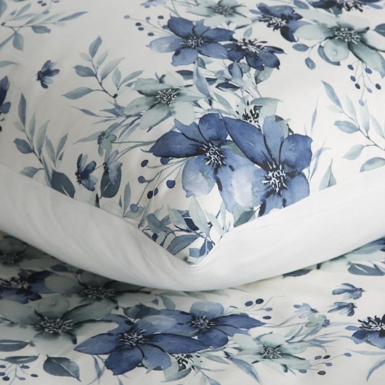 Eurofirany, komplet pościeli satynowej, Spring, 160-200 cm, niebieski