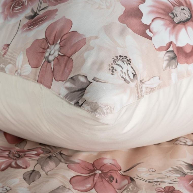 Eurofirany, komplet pościeli satynowej, Spring, 160-200 cm, pudrowy róż