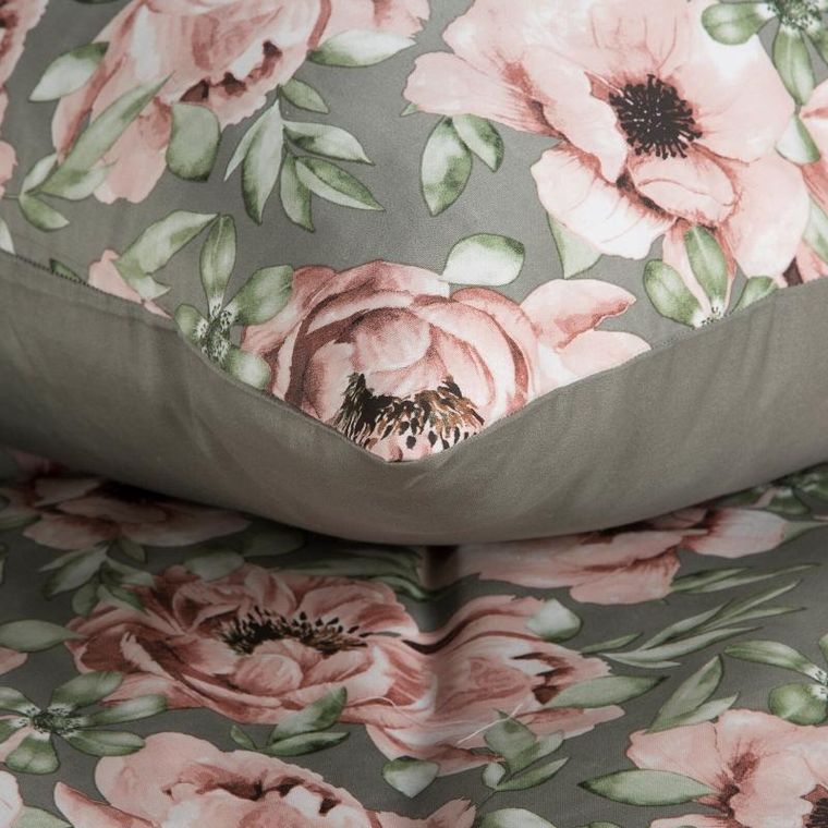 Eurofirany, komplet pościeli satynowej, Spring, 160-200 cm, różowy