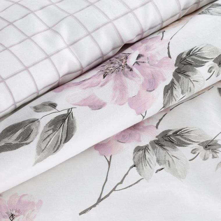 Eurofirany, komplet pościeli satynowej, Spring, 220-200 cm, biały