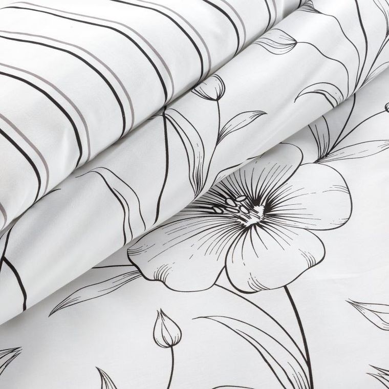 Eurofirany, komplet pościeli satynowej, Spring, 220-200 cm, biały