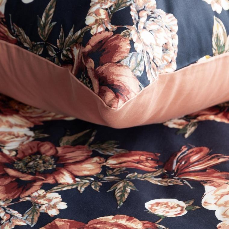 Eurofirany, komplet pościeli satynowej, Spring, 220-200 cm, czarny