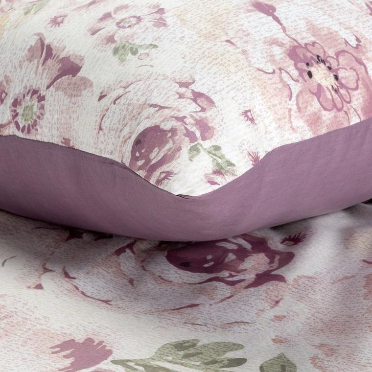 Eurofirany, komplet pościeli satynowej spring, 220-200 cm, popielaty