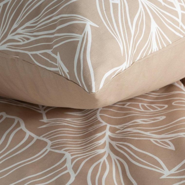 Eurofirany, komplet pościeli satynowej, Spring 81, 200-220 cm, jasnobrązowy