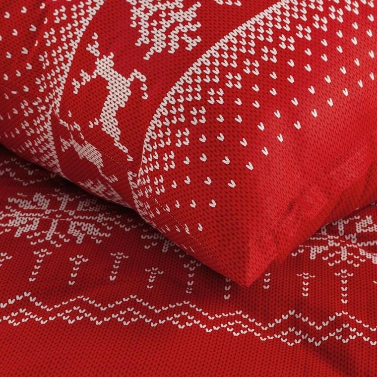 Eurofirany, komplet pościeli świątecznej, Noel, 220-200 cm, czerwony